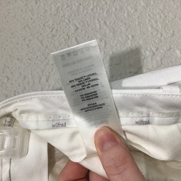NWT Aritzia Wilfred Carrot Linen Pants White Sz 4 High Waist Trousers Minimalist - Picture 6 of 7